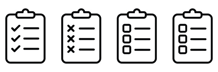 Checklist clipboard vector icon, check list sign outline isolated on white background, clipboard pad symbol ©  MUNNA 1