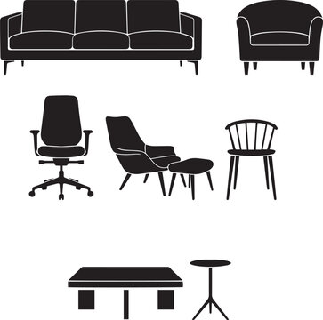 Modern Furniture Silhouette Collection for Home and Office