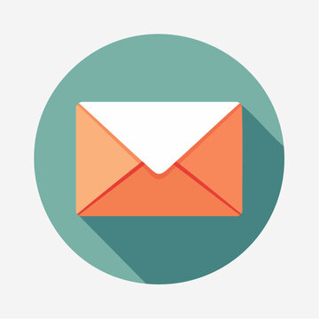 Flat design envelope icon with long shadow