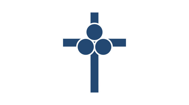 The Trinity Sunday celebration features a symbolic cross with three circles.
