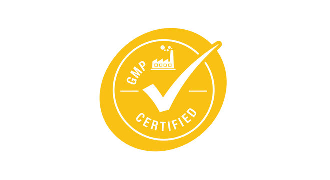 GMP Certified Seal: Good Manufacturing Practices Compliance, Quality Assurance Checkmark