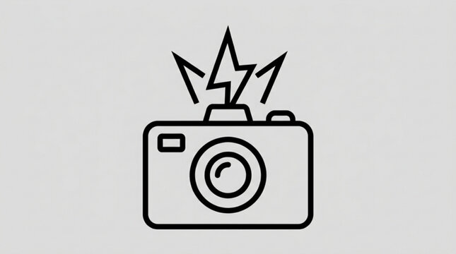 Camera flash symbol vector icon for photography and technology concepts