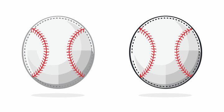 Two baseball illustrations with red stitching side by side