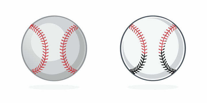 Two baseball illustrations with red stitching on a white background