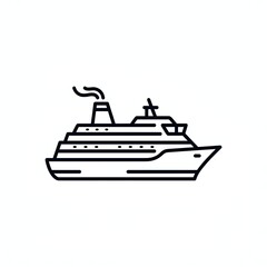 Naklejka premium Cruise ship icon black and white illustration on white background