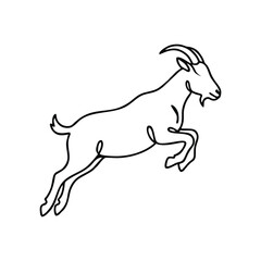 Fototapeta premium Jumping goat minimalist continuous line drawing illustration