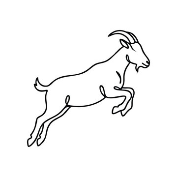Jumping goat minimalist continuous line drawing illustration