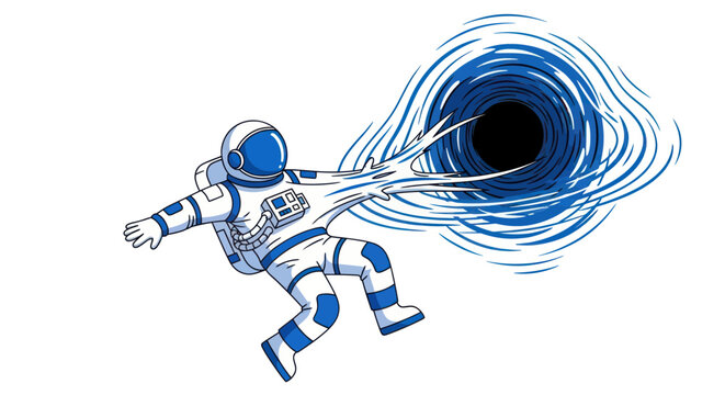 Astronaut pulled into black hole, space exploration danger, cosmic abyss
