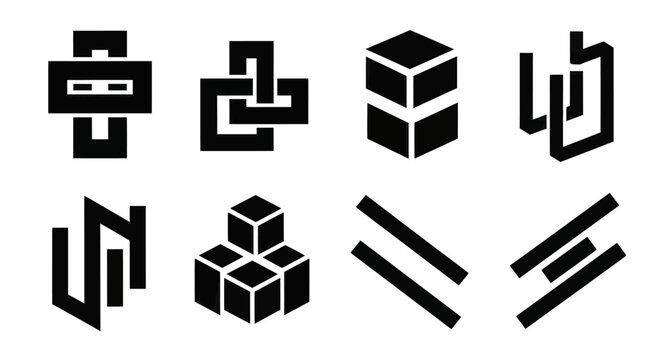 Collection of Abstract Geometric Shapes and Symbols.