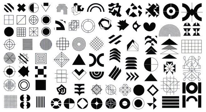 Collection of Abstract Geometric Shapes and Symbols.