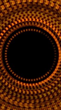 Vertical video futuristic HUD overlay template with glowing orange digital circular elements and technology interface graphics on black background
