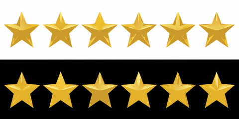 Obraz premium Five gold stars on white and black backgrounds