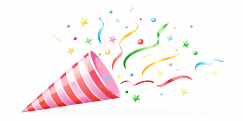 party popper shooting confetti pink and white striped cone © Delip
