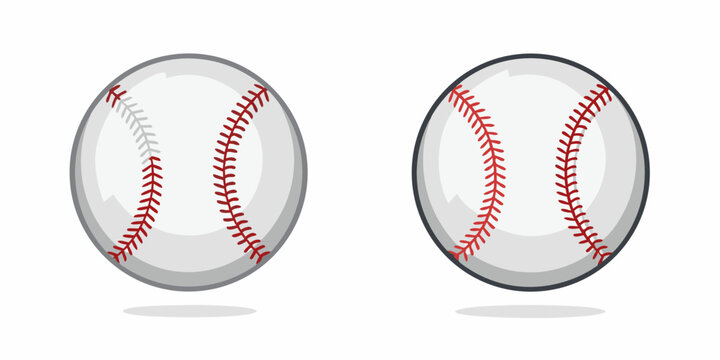 Two baseball illustrations with red stitching on white background