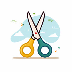 Fototapeta premium Stylized Illustration of Crossed Scissors
