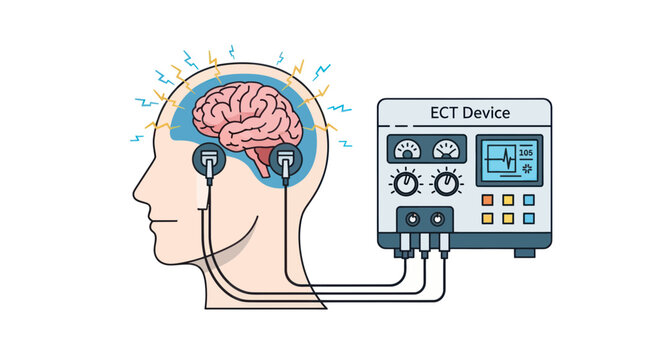 ECT Device Treatment Brain Stimulation Therapy Healthcare Medical Illustration