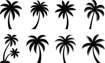 Fototapeta premium Set of palm tree silhouettes
