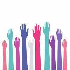 Obraz premium Diverse Hands Raised in Unity and Participation