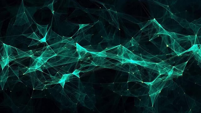 Digital green black network geometric abstract background
