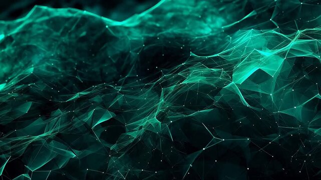 Digital green black network geometric abstract background