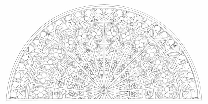 gothic rose window design intricate circular line art