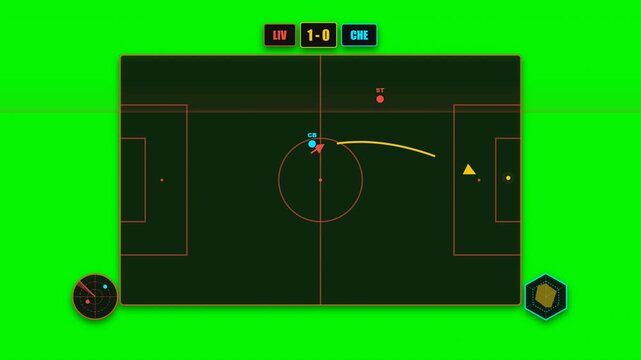 Football Tactical Board Digital Strategy Analysis on Green Screen 4k