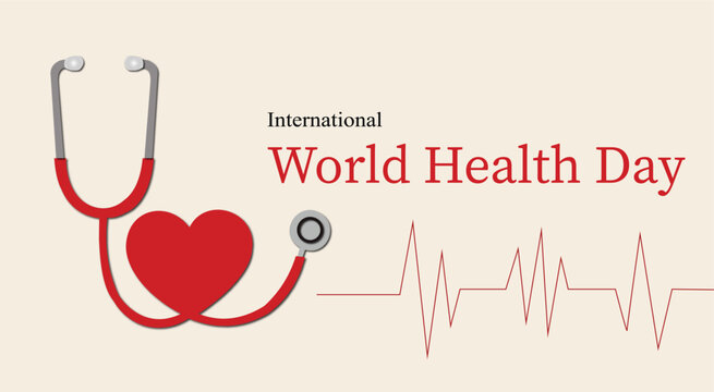 world heath day illustration for poster, banner or brochur, with stethoscope and hearthbeat. science design.