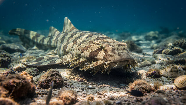 Underwater scene with stonefish camouflaged.