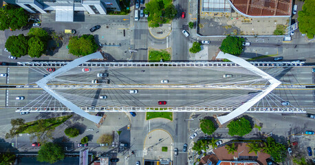 Matute Remus Cable Stayed Bridge Top Down View Guadalajara Mexico. © Jorch