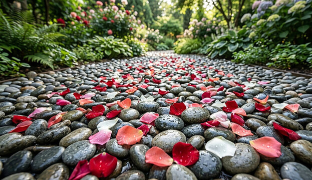 River stone & roses