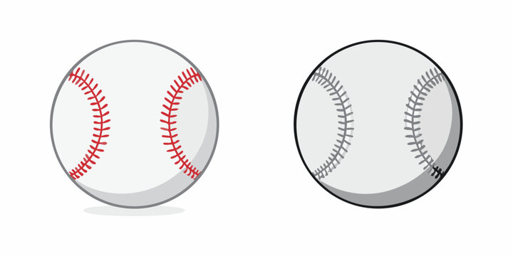 Two baseball illustrations with red stitching white background