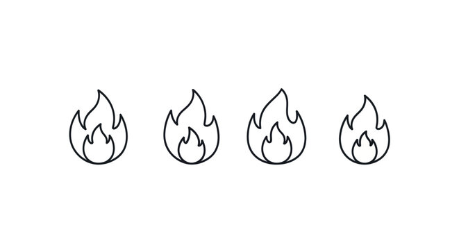 Outlined flames icons on white background