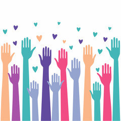 Fototapeta premium Diverse Hands Raised with Hearts