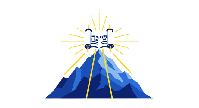Torah Scroll on Mountain Peak, Divine Revelation, Jewish Symbolism