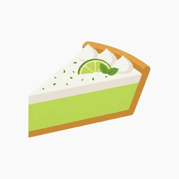 Slice of Key Lime Pie with Whipped Cream and Mint Garnish