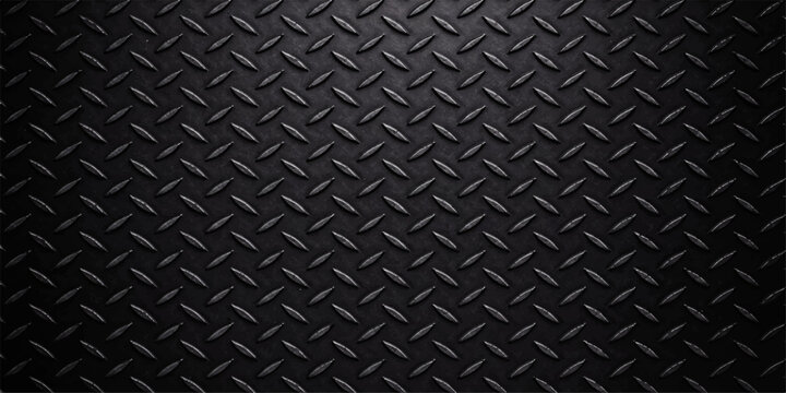 Black Diamond Plate Steel Texture with Rugged Metallic Pattern for Industrial, Heavy-Duty, Modern, Technical, Functional, and Professional Design Applications