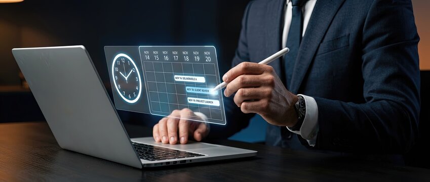 Digital productivity tools in business enhancing workflow with remote collaboration technology modern office interactive graphics indoor environment professional perspective