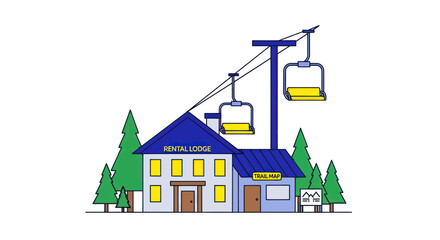 Ski Resort Rental Lodge with Ski Lift and Gondola © oka