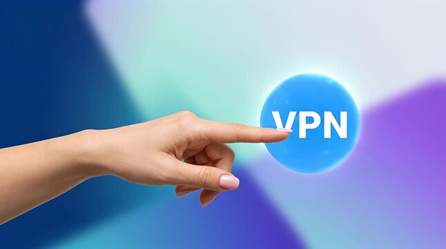 Engaging Hand Touching VPN Icon Against Colorful Background