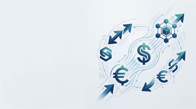 Dynamic Financial Symbols with Arrows and Technology Background