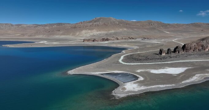 Landscape in high altitude lakeside in tibet, China 