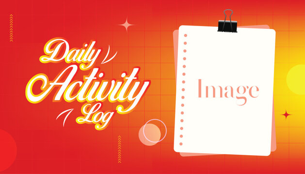 Daily Activity Log Features elegant typography next to a blank paper mockup sheet with a binder clamp. Ideal for planners, productivity trackers, and social media marketing.