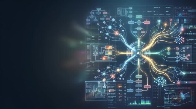 Futuristic AI Data Visualization with Dynamic Connections