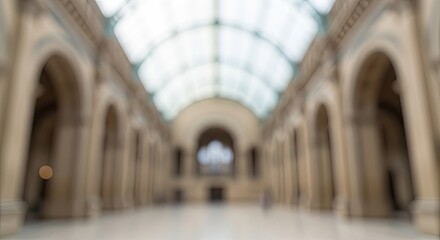 Obraz premium Abstract blurred background of a majestic architectural hall in a historic building.