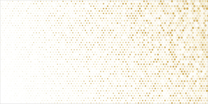 Golden Hexagon Halftone Pattern Background, Abstract Honeycomb Vector Illustration
