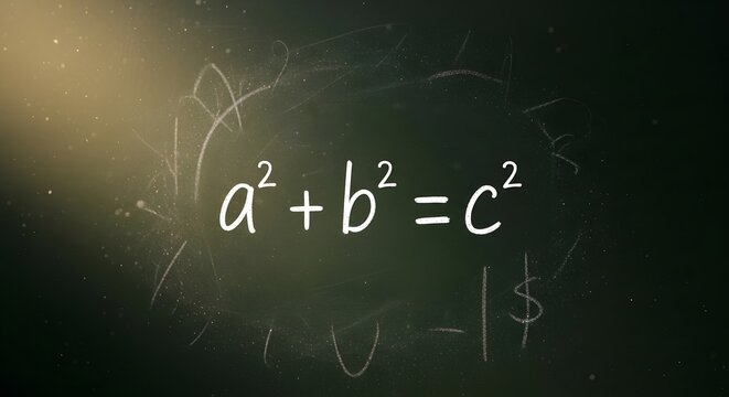 Pythagorean Theorem Formula Written on a Dark Chalkboard.
