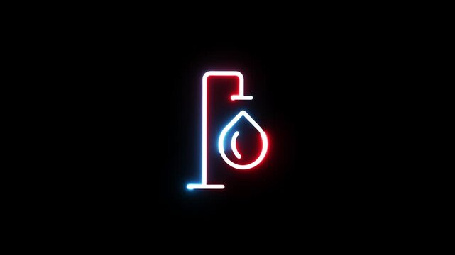 Neon Medical Blood Infusion  Icon Animation Background.