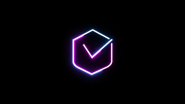 Neon medical tick icon animation. 