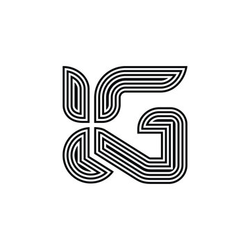 Letter G logo design vector icon, Abstract geometric design with parallel lines