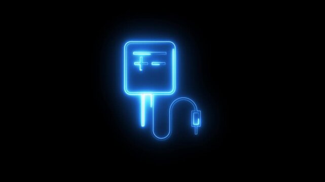 Neon line blood transfer technology. Blood donation animation.